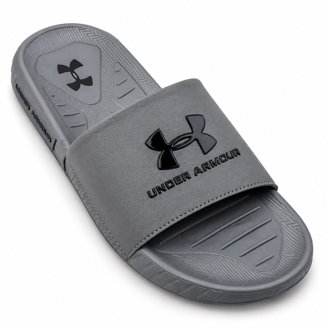 Premium Grey Comfort Slides for Men - Soft Sole Anti-Slip Slippers