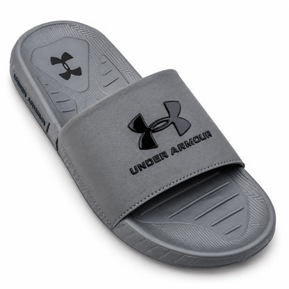 Premium Grey Comfort Slides for Men - Soft Sole Anti-Slip Slippers