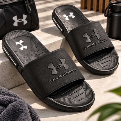 Premium Black Comfort Slides for Men - Soft Sole Anti-Slip Slippers - Free COD
