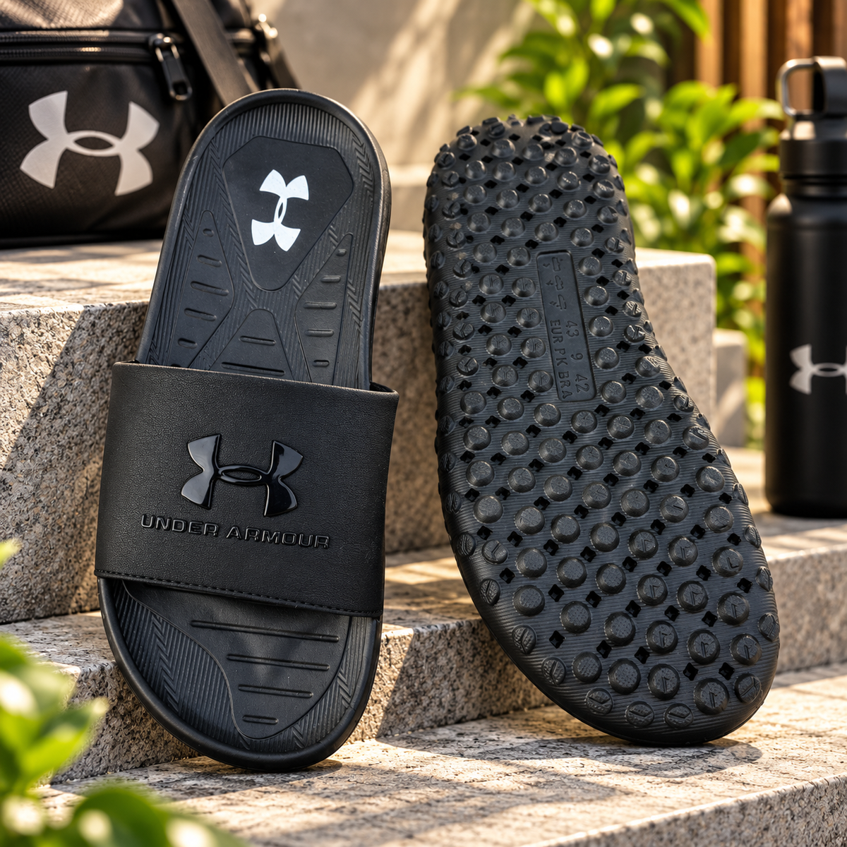 Premium Black Comfort Slides for Men - Soft Sole Anti-Slip Slippers - Free COD