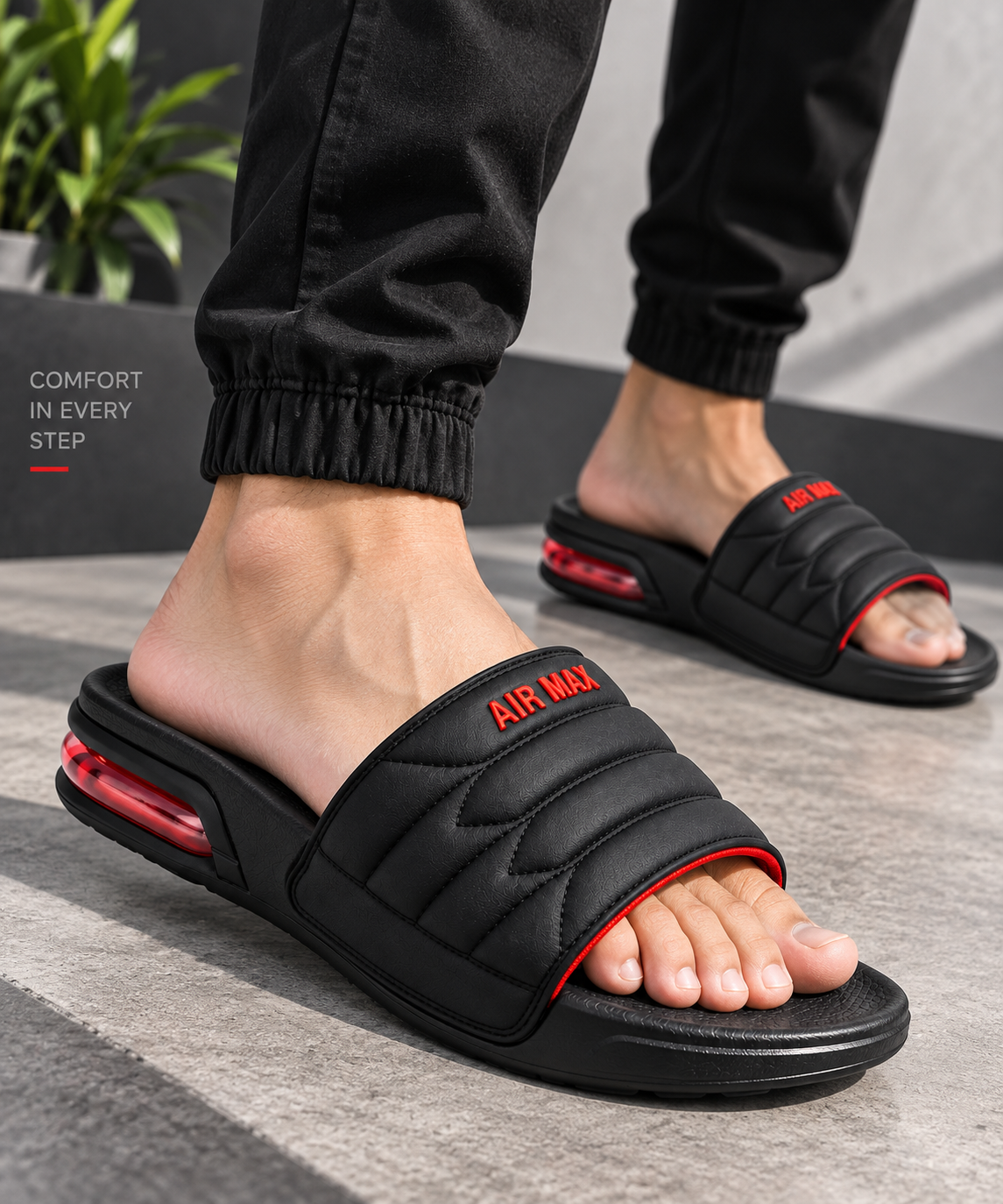 Black Slides for Men | Comfortable Casual Slippers & Chappal